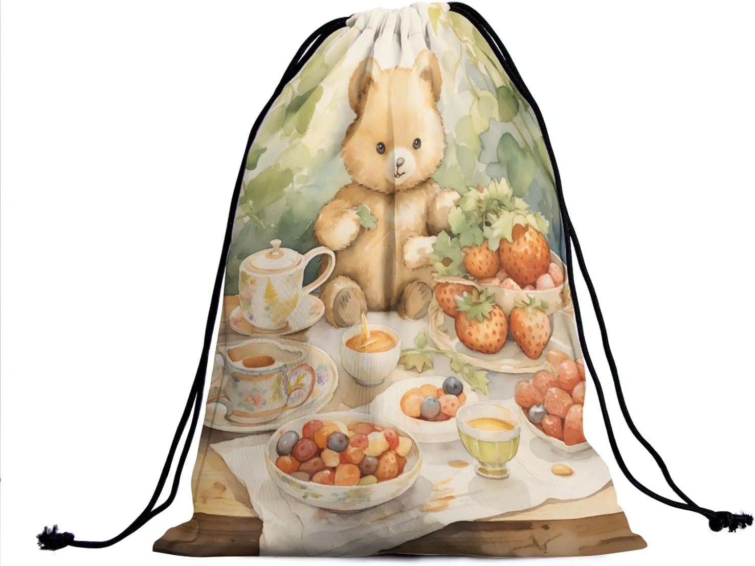 Art Painting Gymnastics Grip Bag Watercolor Fruit Bear Women Grip Bags for Gymnasts Drawstring Grip Bags