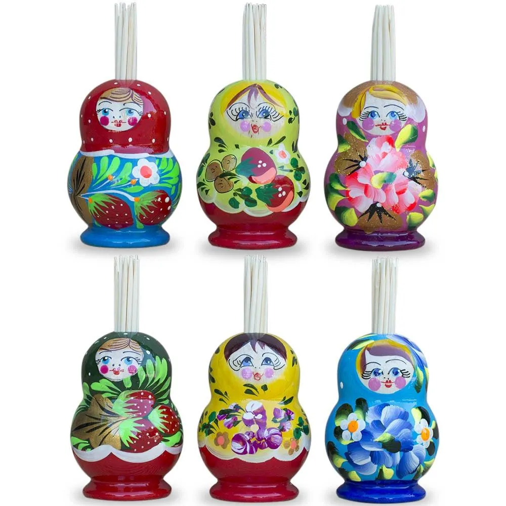 Assortment of 3 Wooden Dolls Toothpicks Holders