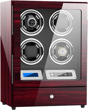 Automatic Watch Winder Wooden Watch Storage Box LCD Touch Screen Piano Paint Exterior Quiet Motor LED Illumination