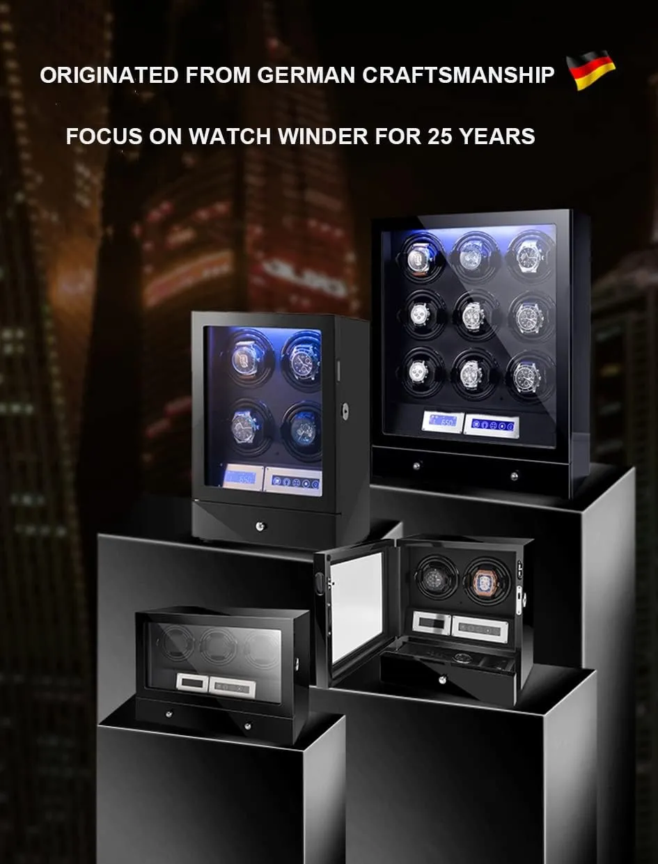 Automatic Watch Winding Box Watches LCD Touch Screen Luxury Mechanical Watch Storage Case With Motor Remote Control LED Lights Display Case (6 0)