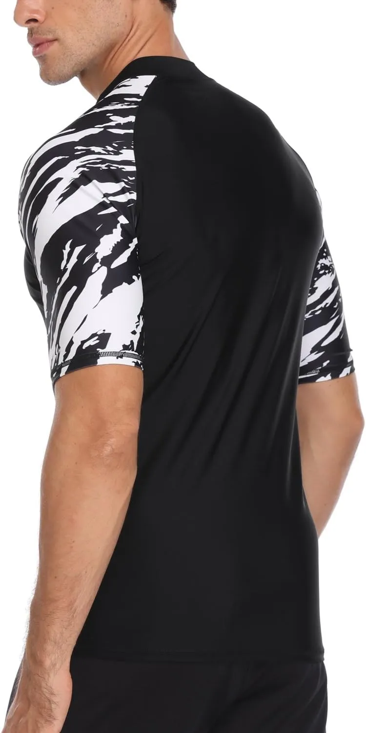 AXESEA Men's Short Sleeve Solid Swimsuit Sun Protection Rashguard Swim Shirt UPF 50 