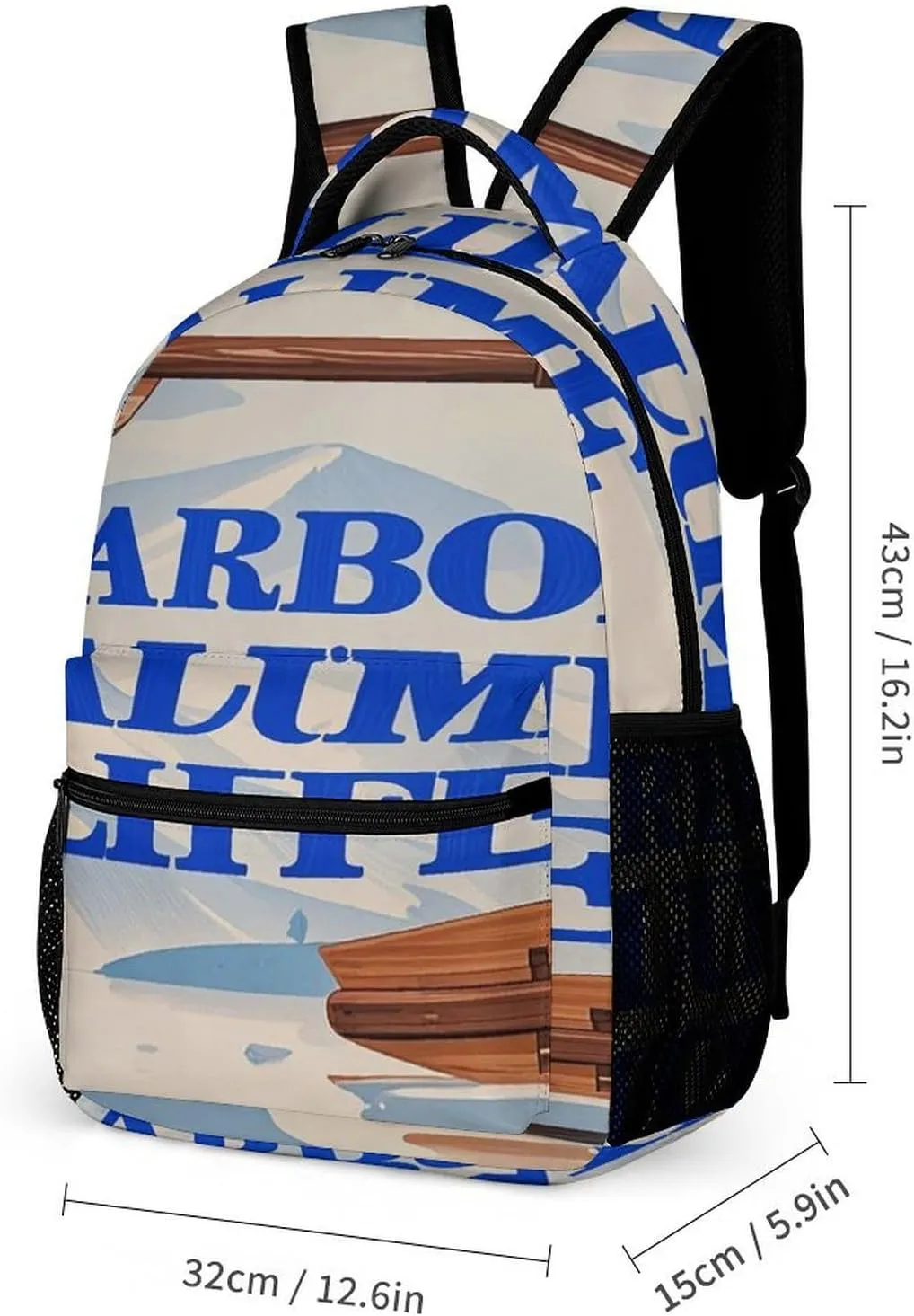 Backpack Lunch Bag Pencil Pouch Set, Wooden Oar Print Lightweight & Durable 3-Piece Combo Ideal for Work, And Travel