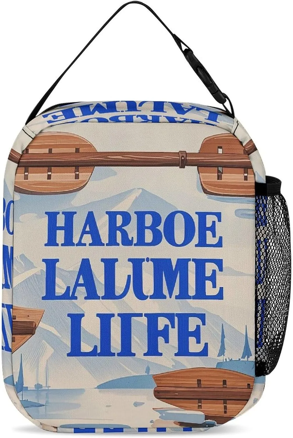 Backpack Lunch Bag Pencil Pouch Set, Wooden Oar Print Lightweight & Durable 3-Piece Combo Ideal for Work, And Travel
