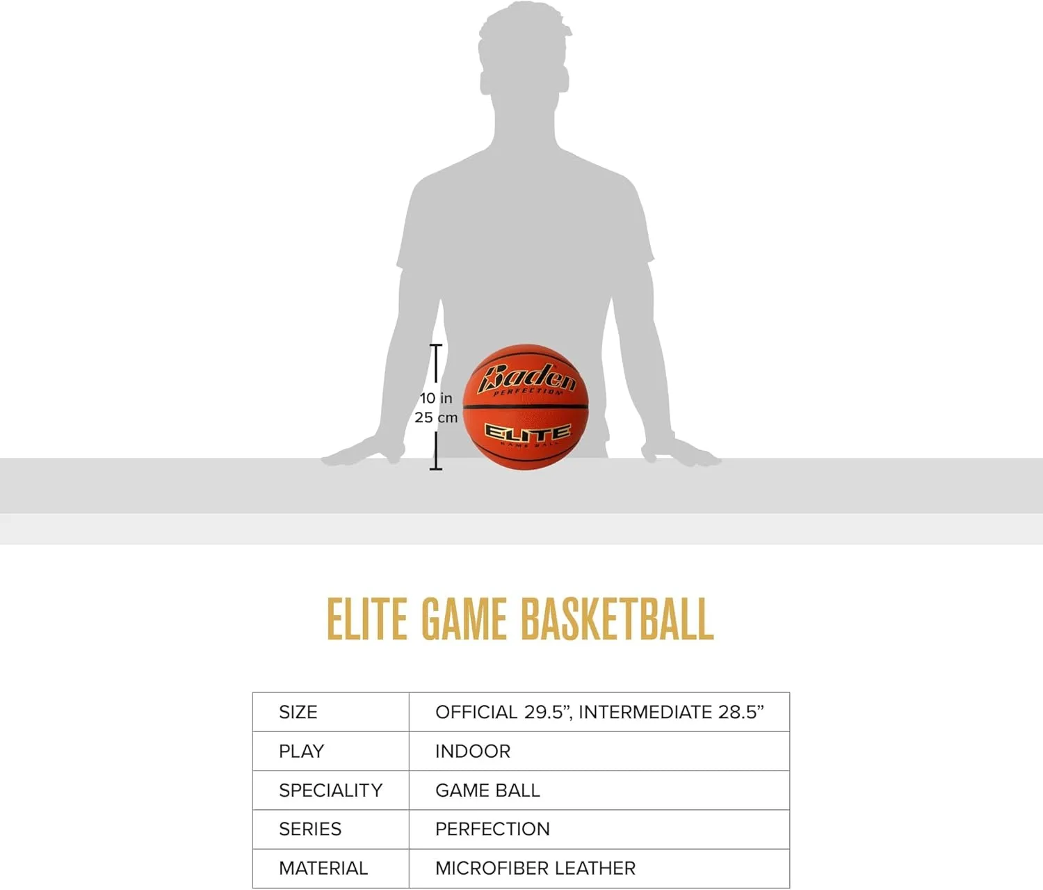Baden Elite Indoor Game Composite Basketball - Official Size 6 & 7 | Premium Quality Composite Microfiber Cover for Superior Ball Control | Ideal for Indoor Games