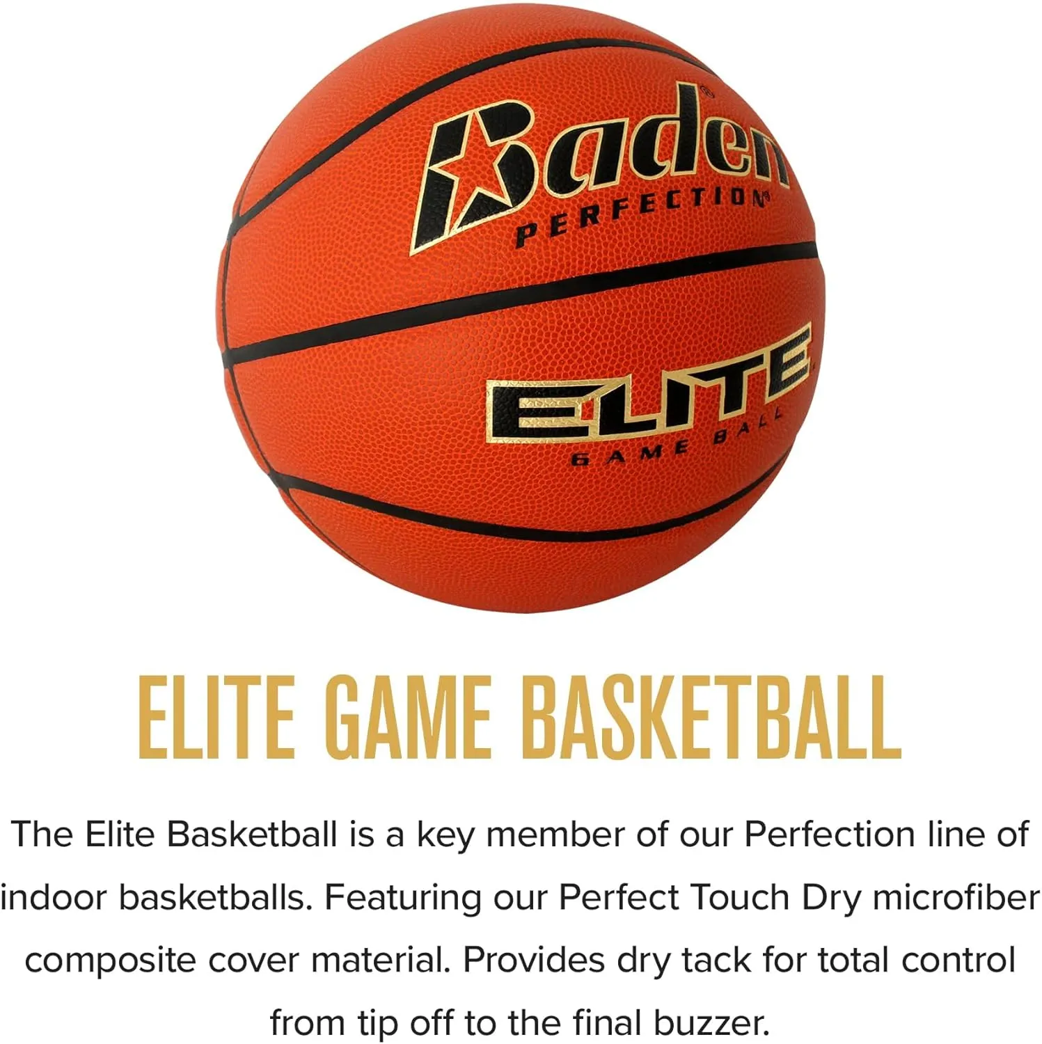 Baden Elite Indoor Game Composite Basketball - Official Size 6 & 7 | Premium Quality Composite Microfiber Cover for Superior Ball Control | Ideal for Indoor Games