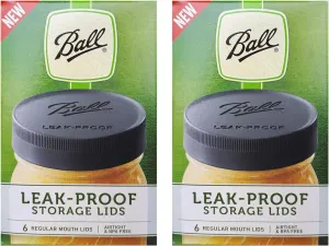 Ball Leak-Proof Plastic Lids for Glass Mason Jars, Used for Canning, Pickling, Juice, Jam, Jelly (Wide, 6 Count (Pack of 2))