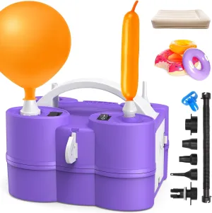 Balloon Pump Electric 3-in-1 Portable Air Pump for Inflatables and Balloons, Fast Inflation for 260q Foil Mylar Latex Double-Stuffed Balloons, Inflator Deflator for Pool Floats Air Bed