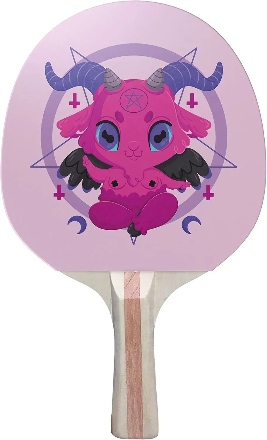 Baphomet Colorful Design Ping Pong Paddle, Premium 5 Ply Table Tennis Racket (Black on Back)