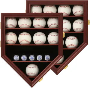 Baseball Display Case Baseball Holders for Balls Display Baseball Ring Display Wall Cabinet with Anti-Theft Lock for Collection Autographed Baseballs