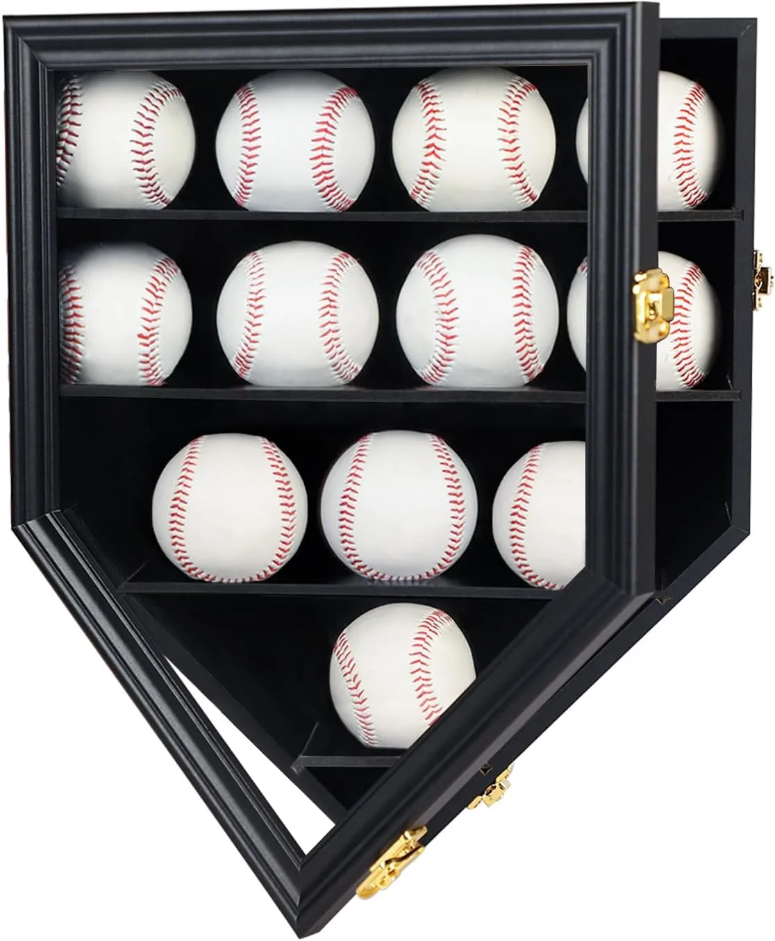 Baseball Display Case Baseball Holders for Balls Display Baseball Ring Display Wall Cabinet with Anti-Theft Lock for Collection Autographed Baseballs
