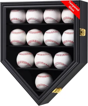 Baseball Display Case Baseball Holders for Balls Display Baseball Ring Display Wall Cabinet with Anti-Theft Lock for Collection Autographed Baseballs