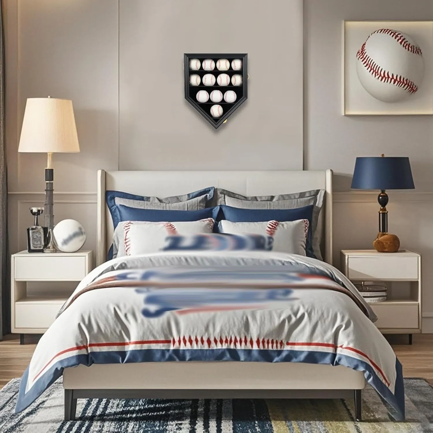Baseball Display Case Baseball Holders for Balls Display Baseball Ring Display Wall Cabinet with Anti-Theft Lock for Collection Autographed Baseballs