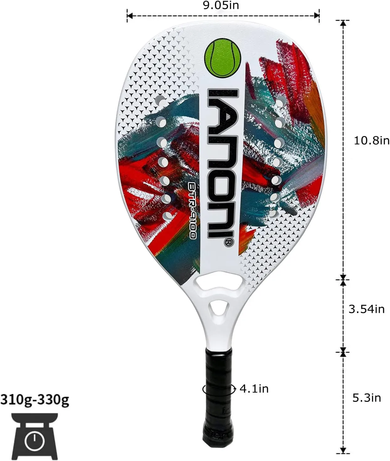 Beach Tennis Paddle Beach Tennis Racket Carbon Fiber with EVA Memory Foam Core Tennis Paddles