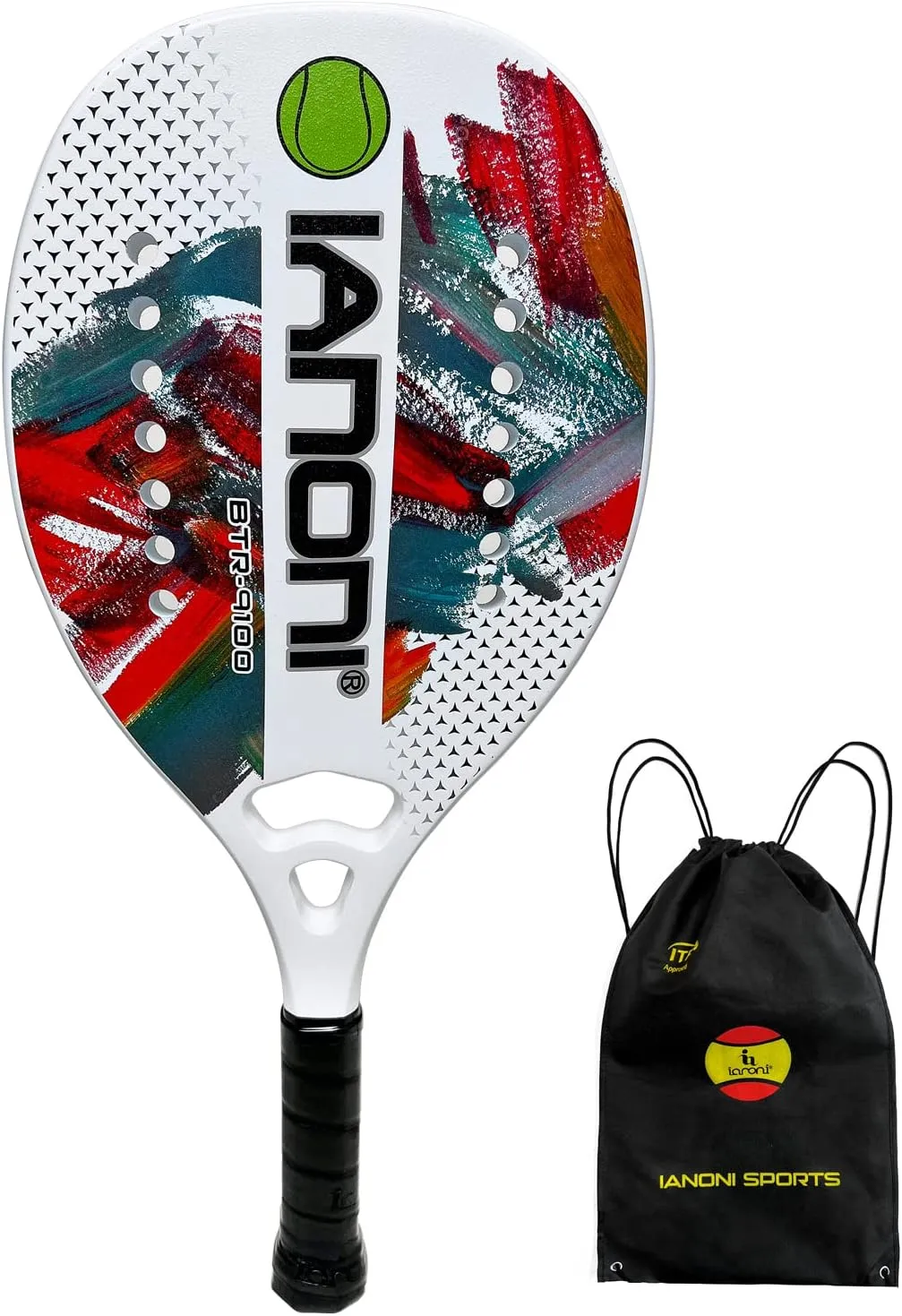 Beach Tennis Paddle Beach Tennis Racket Carbon Fiber with EVA Memory Foam Core Tennis Paddles