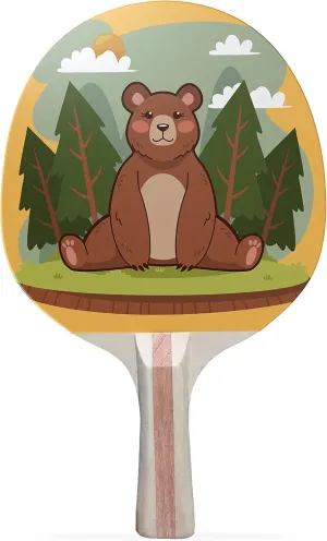 Bear Forest Colorful Design Ping Pong Paddle, Premium 5 Ply Table Tennis Racket (Black on Back)