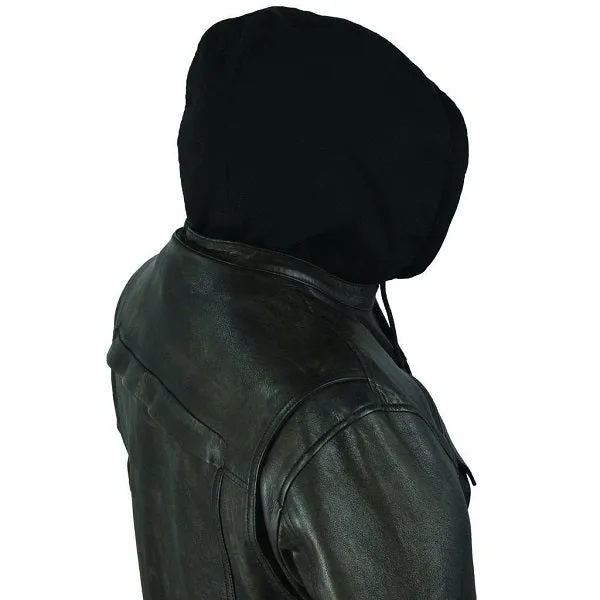 Black Leather Jacket with Hoodie, Men Winter Fashion Leather Jacket