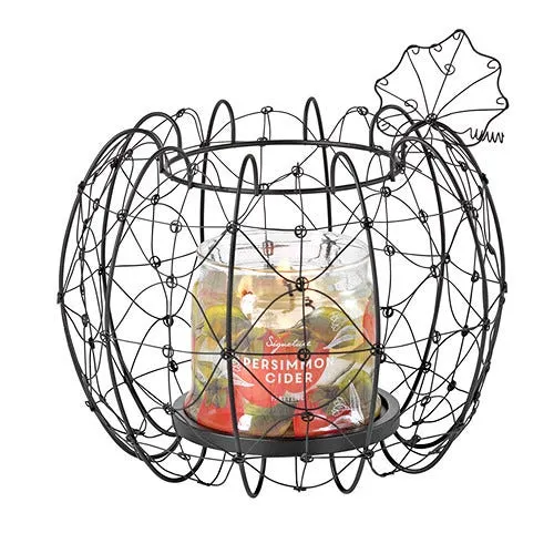 Black Wire Lace Pumpkin Jar Candle Holder