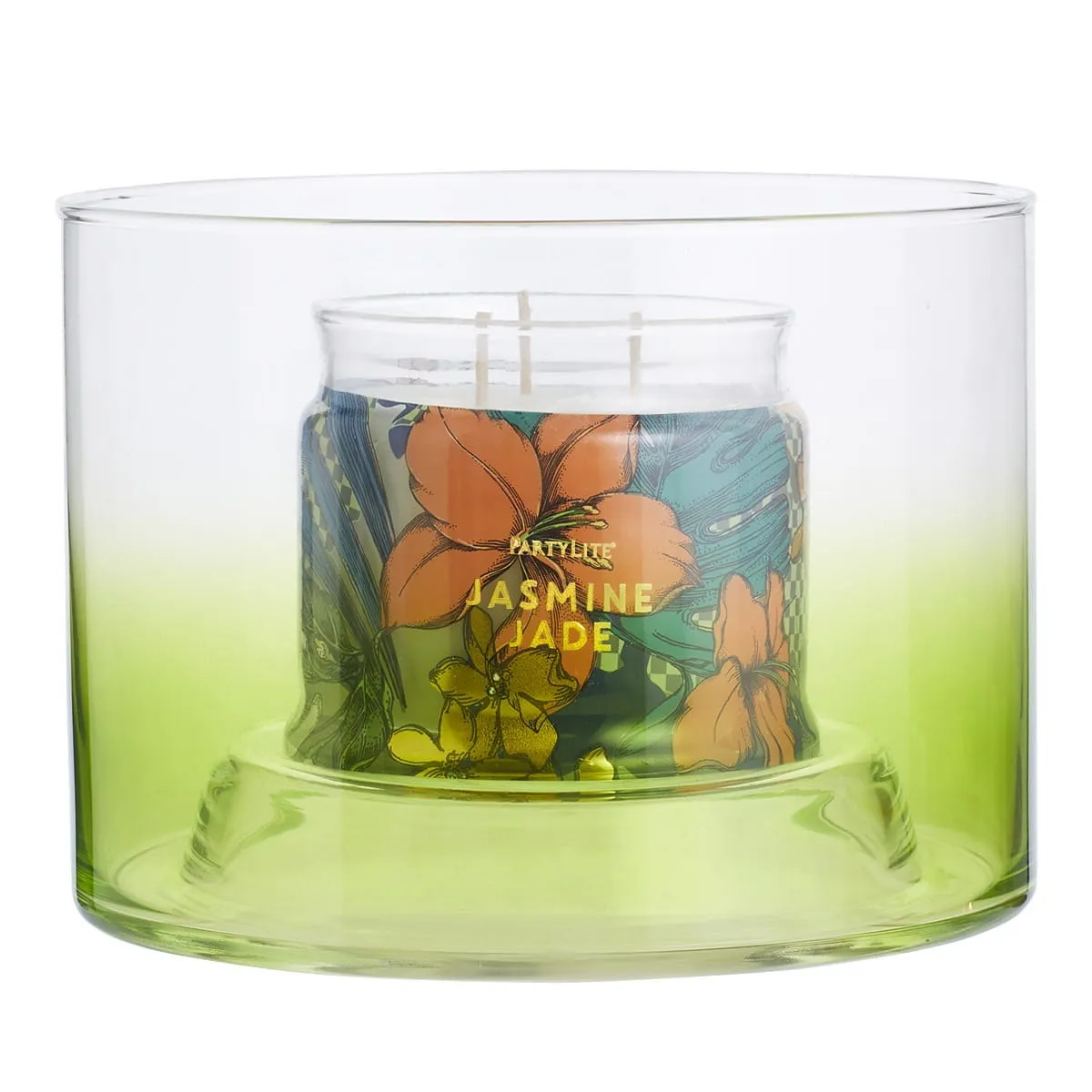Blown Glass Green Ombré Jar Holder