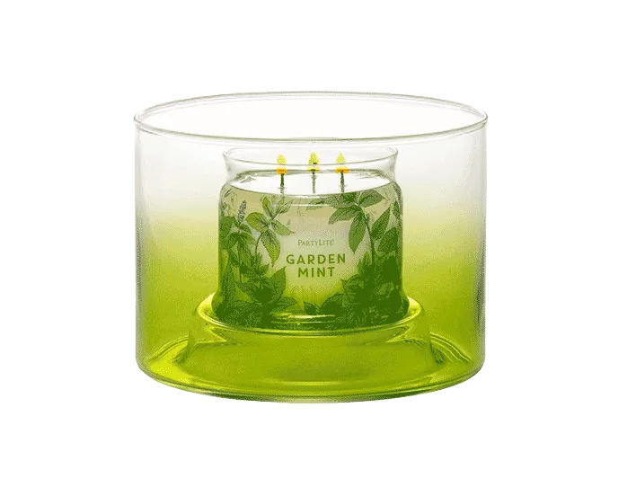 Blown Glass Green Ombré Jar Holder