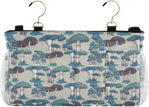 Blue Seamless Pattern Vintage Retro Style Iron Frame Bedside Hanging Bag Magazine Holders Bedside Bag With Hooks for Dorm Bed Bunk Bed 14.2 x 4.9 x 7.9 inch