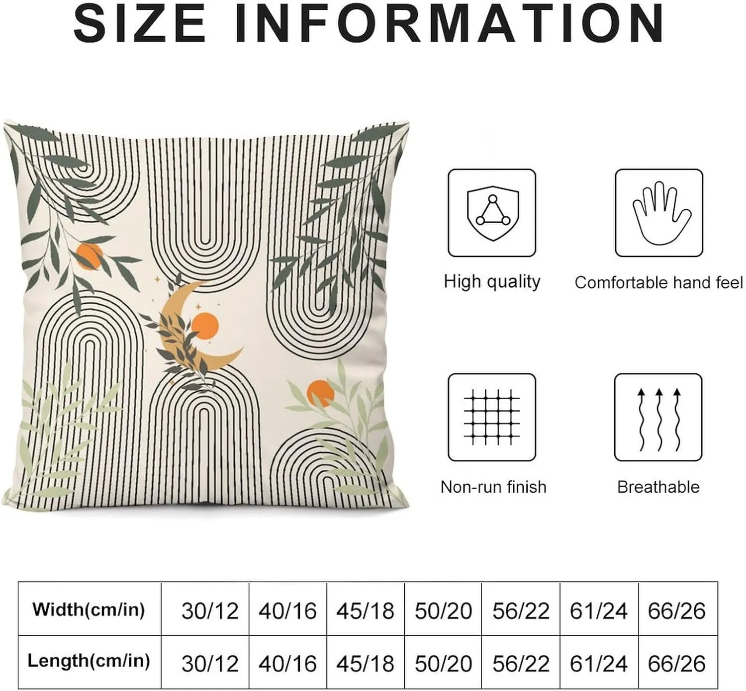 Boho Pillow Covers Set of 2,Modern Sun Minimalist Curve Beige Geometric Boho Throw Pillow Covers 16x16 Inches Cotton Square Pillow Protectors for Couch Bed Living Room Outdoor Decor 16 "x16