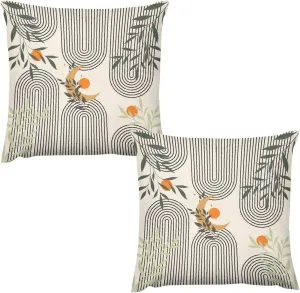 Boho Pillow Covers Set of 2,Modern Sun Minimalist Curve Beige Geometric Boho Throw Pillow Covers 16x16 Inches Cotton Square Pillow Protectors for Couch Bed Living Room Outdoor Decor 16 "x16