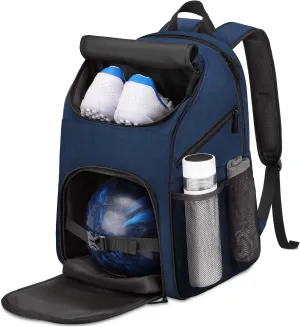 Bosynoy Bowling Backpack, Bowling Ball Bag for Single Ball with Shoe Compartment & Protective Foam Padded, Fits Shoes Up to US Mens Size 16, Grey