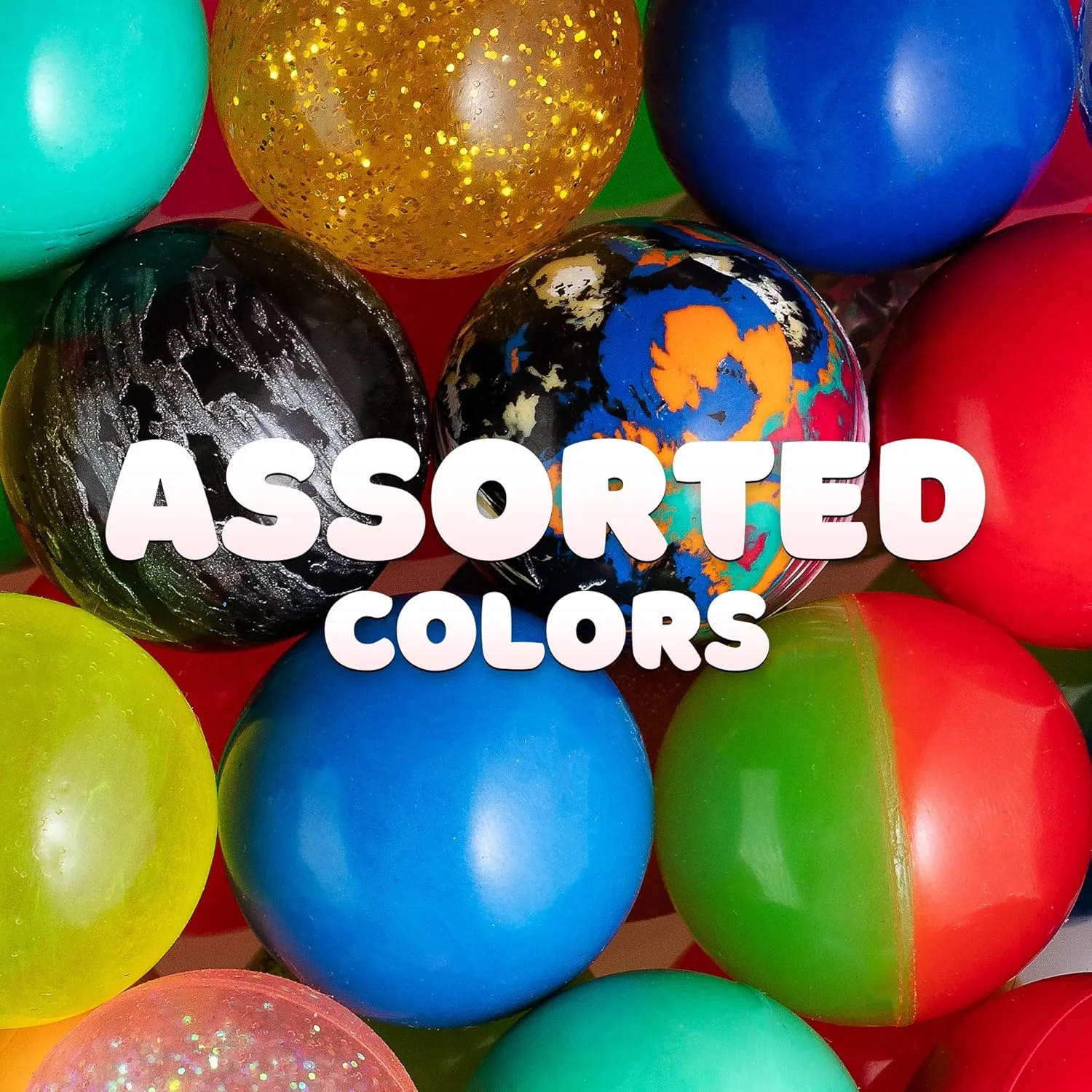 Bouncy Balls Assorted Bulk Toys Pack 50psc 1.26inch 32mm - Super Ball for Toddlers and Adults Party Favors Pinata Filler Goodie Bags Stuffers for Kids Treasure Box Toys for Classroom Carnival Prizes