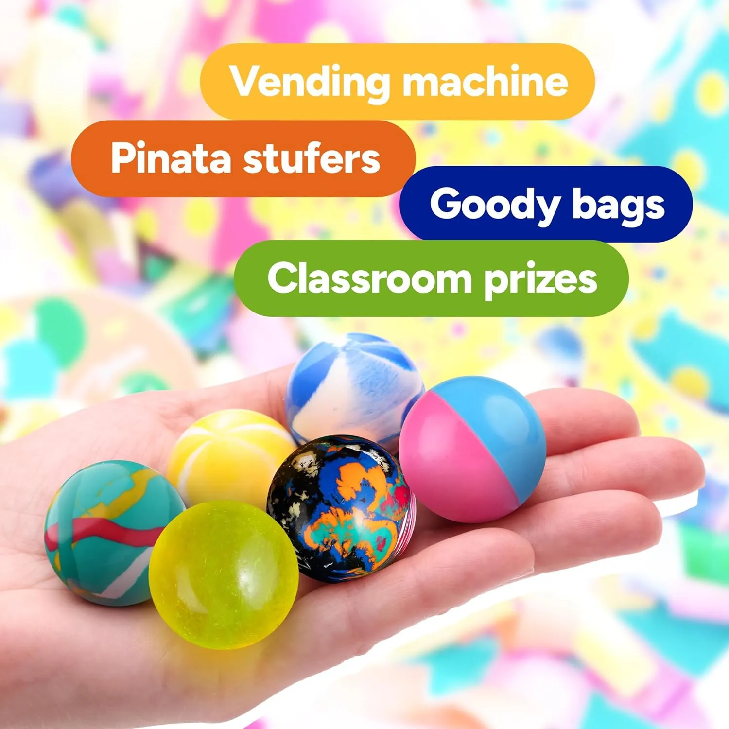 Bouncy Balls Assorted Bulk Toys Pack 50psc 1.26inch 32mm - Super Ball for Toddlers and Adults Party Favors Pinata Filler Goodie Bags Stuffers for Kids Treasure Box Toys for Classroom Carnival Prizes