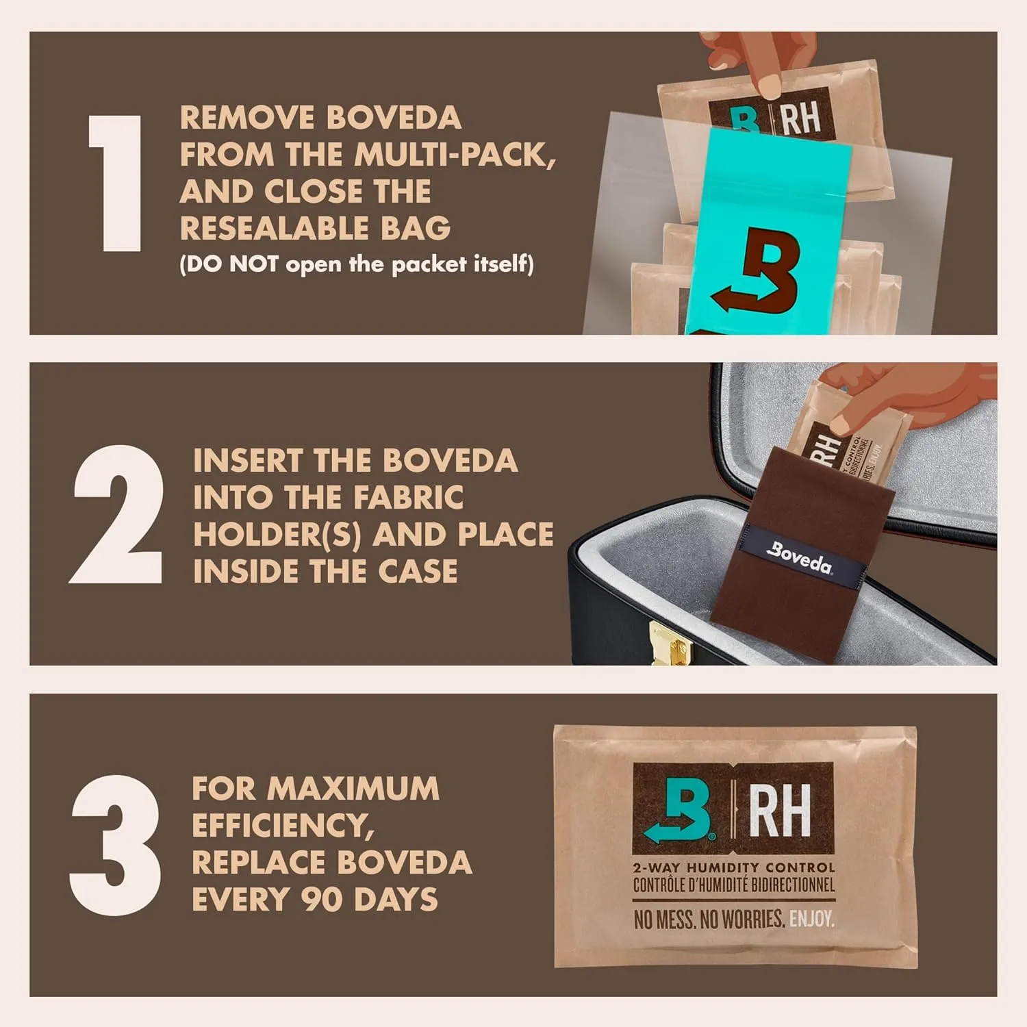 Boveda 49% Two-Way Humidity Control Packs for Music Instruments – 4 Pack – Standard Size – Prevents Warping & Cracking for Wooden Instruments– Humidifier Packs for Instrument Cases – Resealable Bag