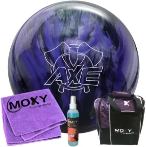 Bowlerstore Products Hammer Axe Purple/Smoke Bowling Ball | Moxy Strike Purple Bowling Bag | Moxy Purple Micro Fiber Towel | Moxy Xtreme Power Cleaner Package
