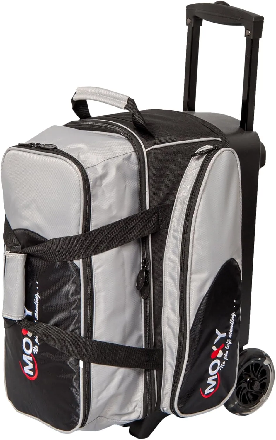 Bowlerstore Products Moxy Blade Premium Double Roller Bowling Bag- Silver/Black