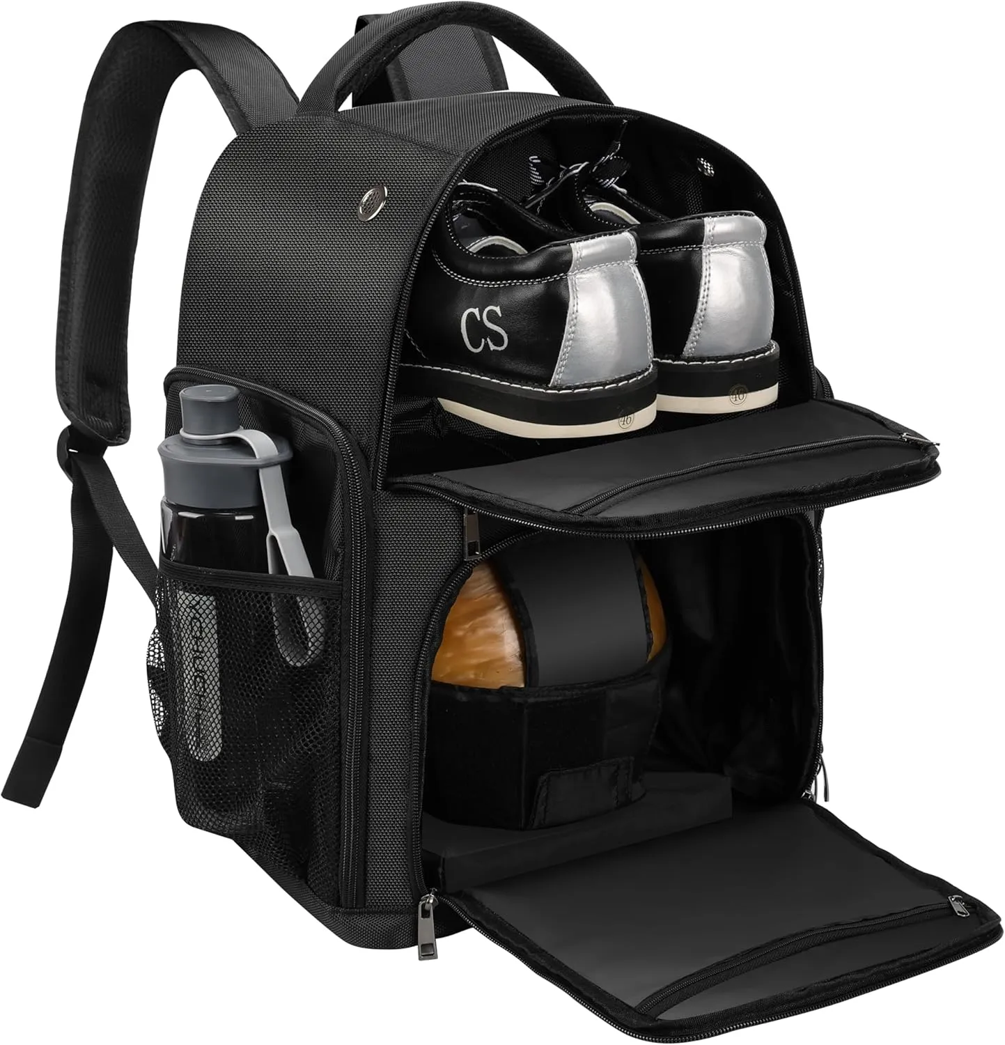 Bowling bag, Single-ball bowling backpack with separate compartments for shoes and accessories