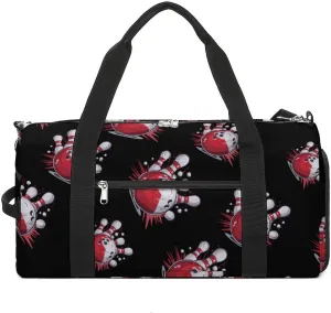 Bowling Ball And Pins Sports Gym Bag for Men Women Travel Duffel Bag with Shoulder Strap