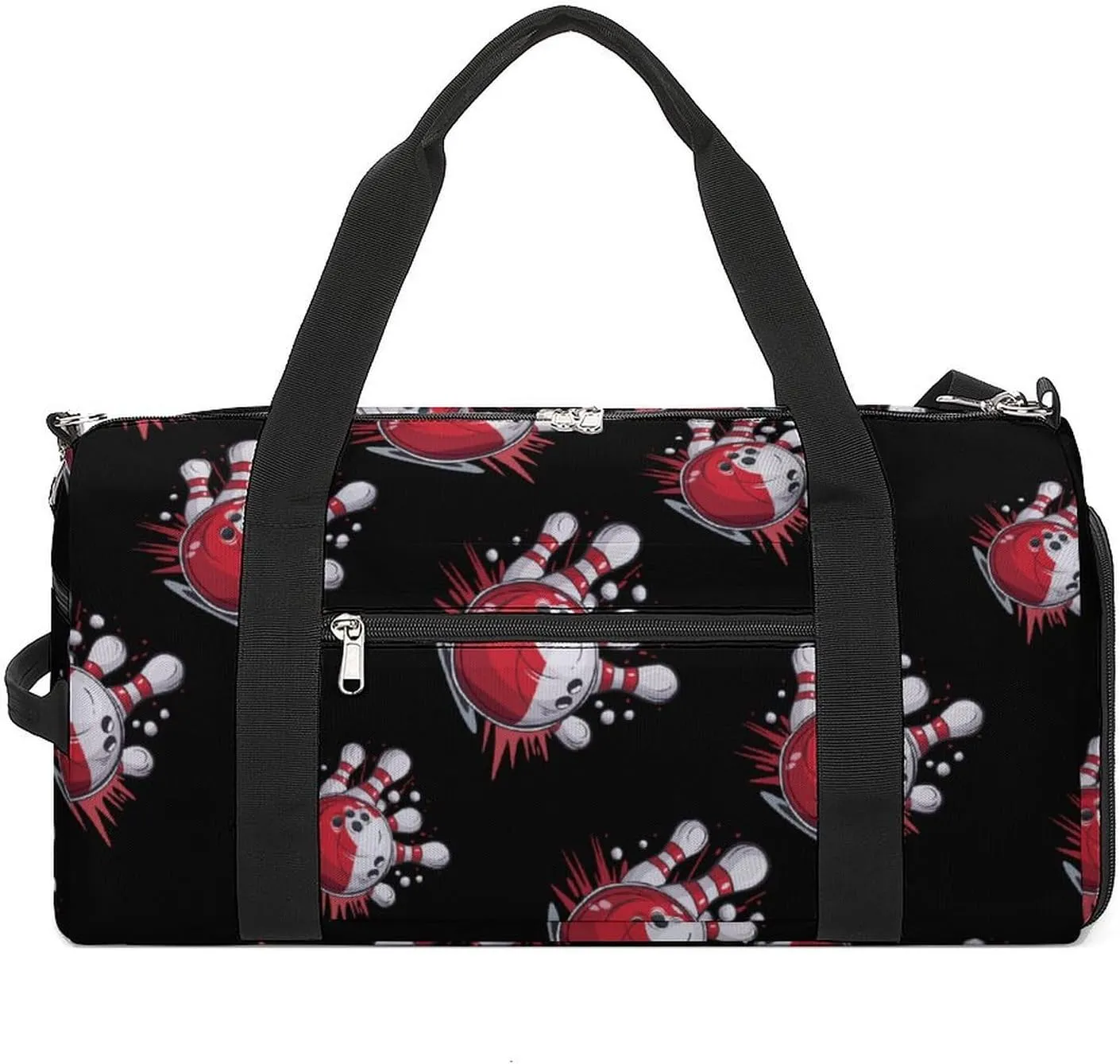 Bowling Ball And Pins Sports Gym Bag for Men Women Travel Duffel Bag with Shoulder Strap