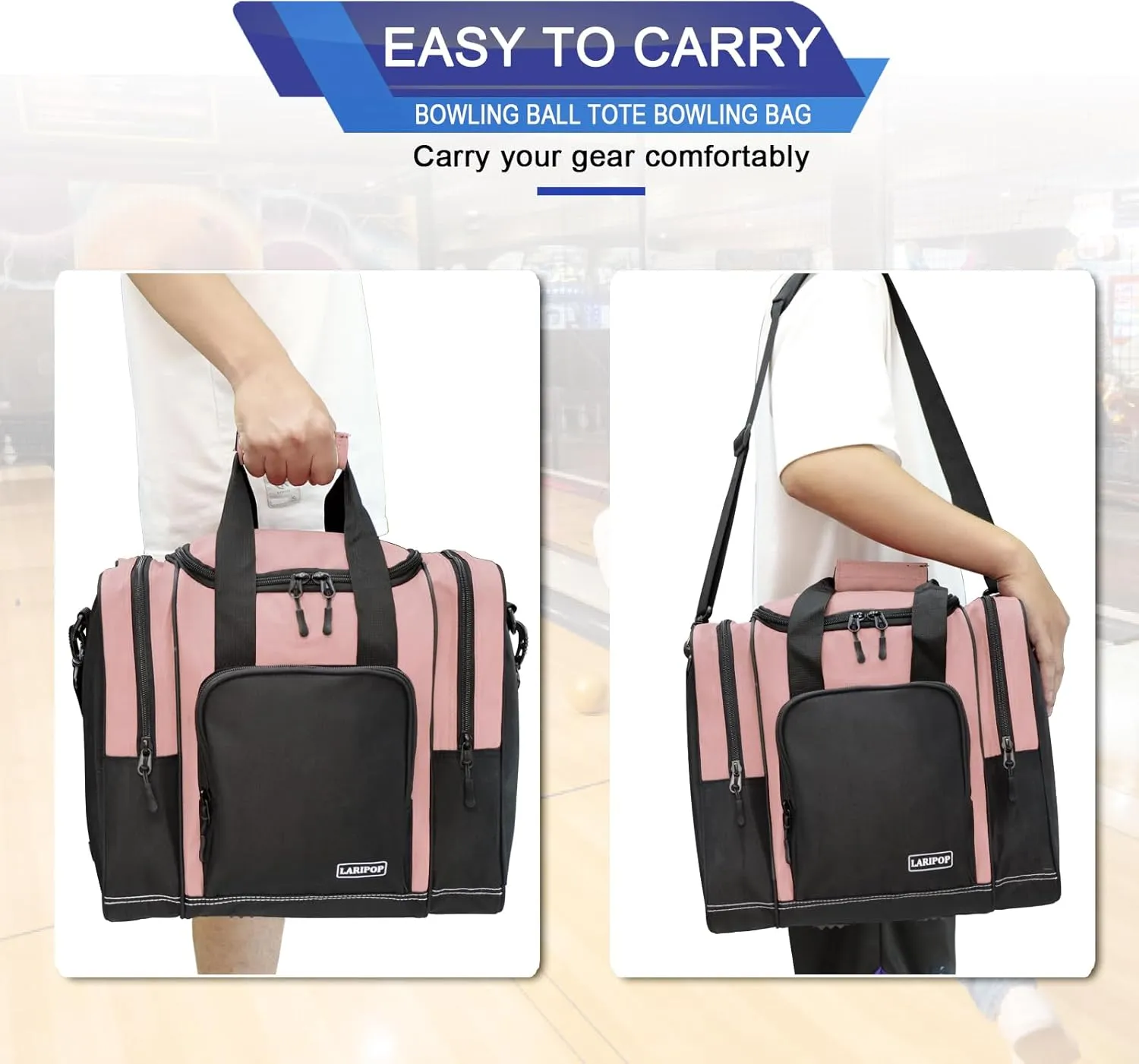 Bowling Ball Bag for Single Ball, 2022 Bowling Ball Tote Bowling bag with Padded Holder - Fits Shoes up to Mens Size 14 and Bowling Accessories