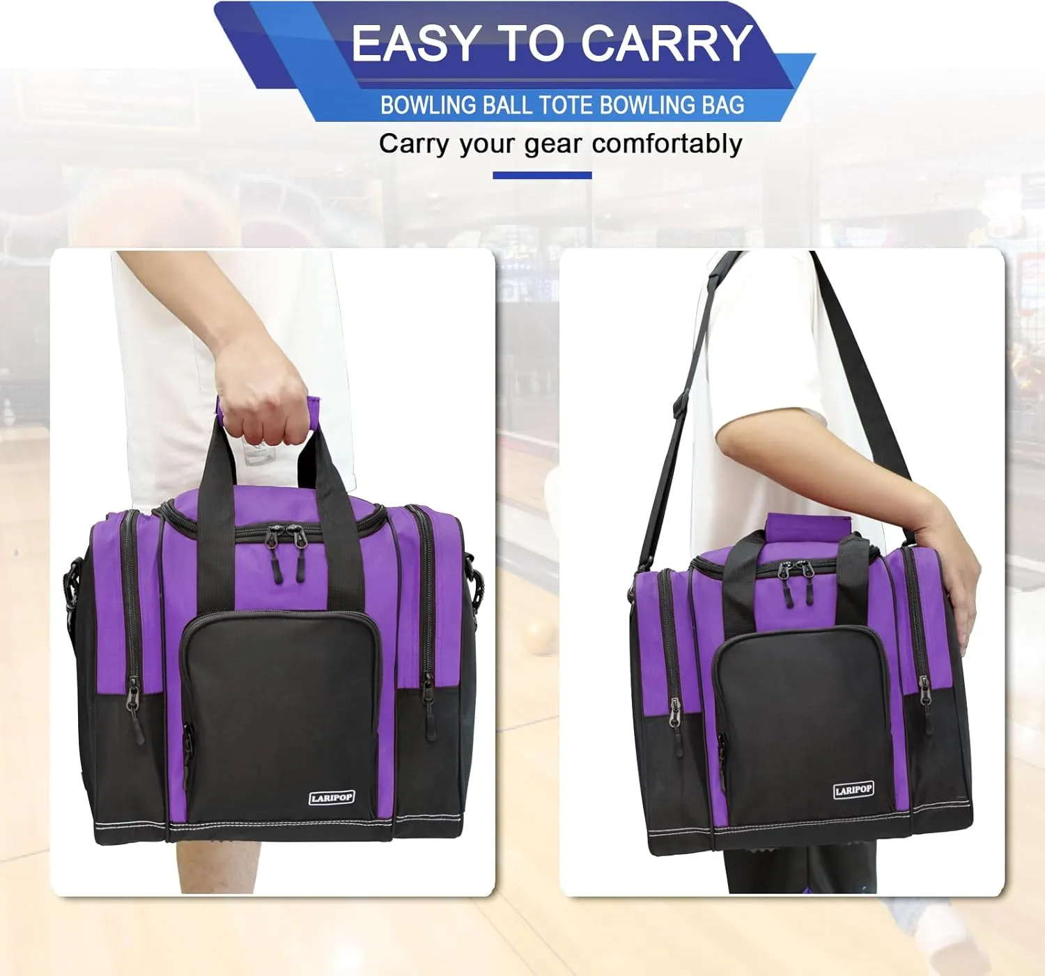 Bowling Ball Bag for Single Ball, 2022 Bowling Ball Tote Bowling bag with Padded Holder - Fits Shoes up to Mens Size 14 and Bowling Accessories