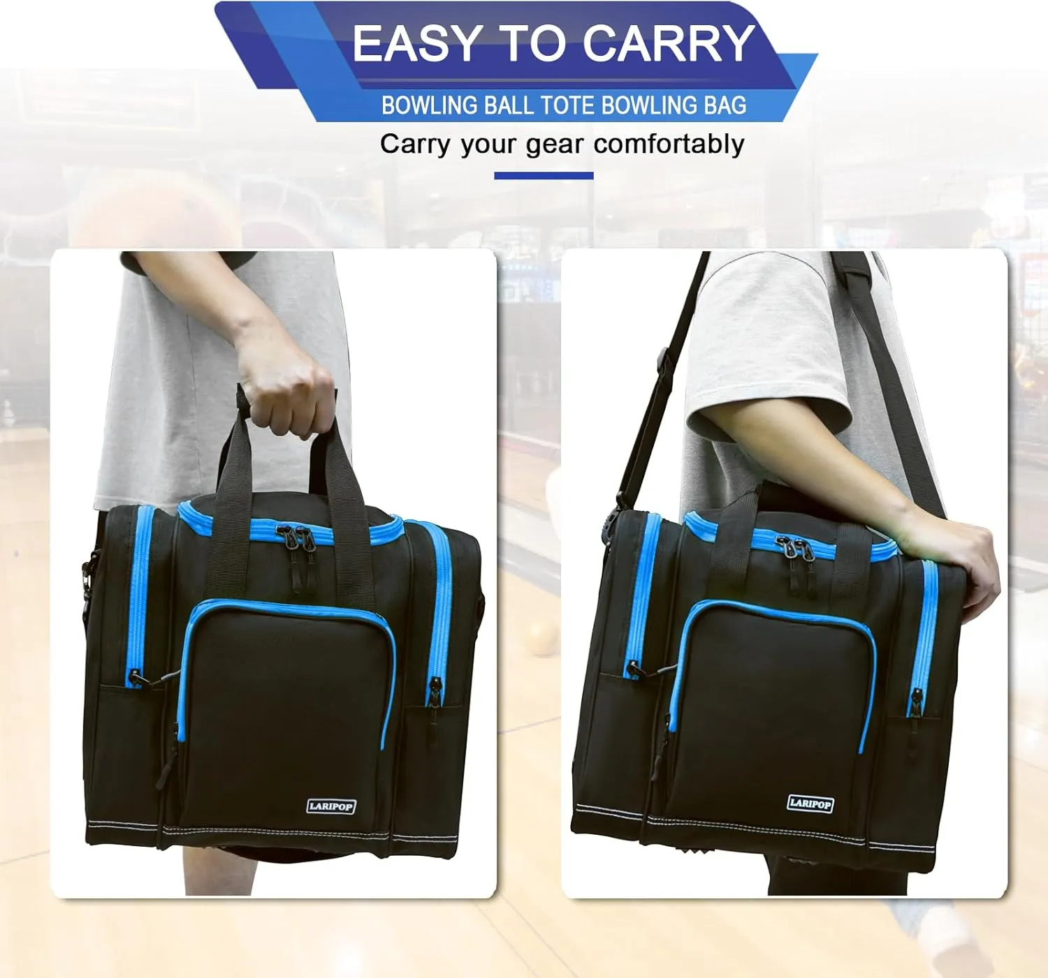 Bowling Ball Bag for Single Ball, 2022 Bowling Ball Tote Bowling bag with Padded Holder - Fits Shoes up to Mens Size 14 and Bowling Accessories