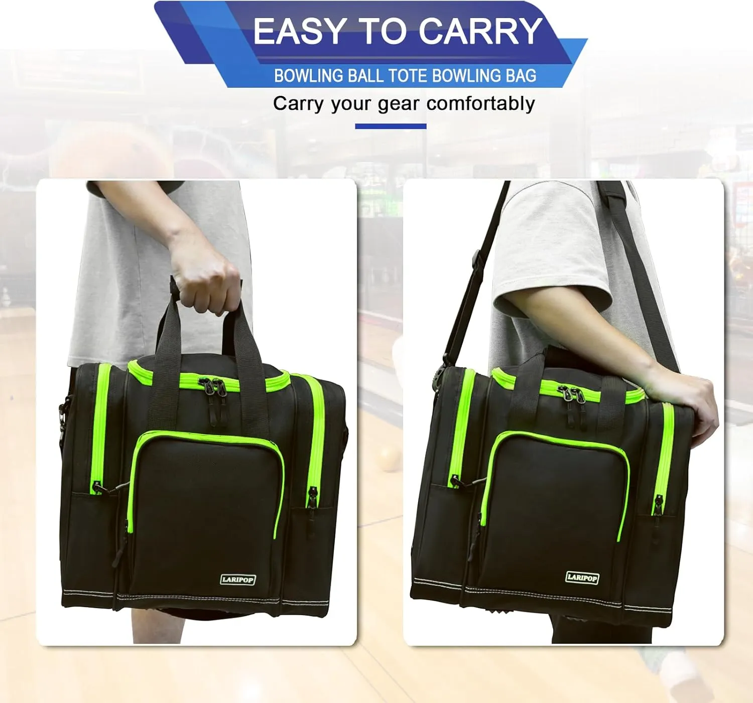 Bowling Ball Bag for Single Ball, 2022 Bowling Ball Tote Bowling bag with Padded Holder - Fits Shoes up to Mens Size 14 and Bowling Accessories