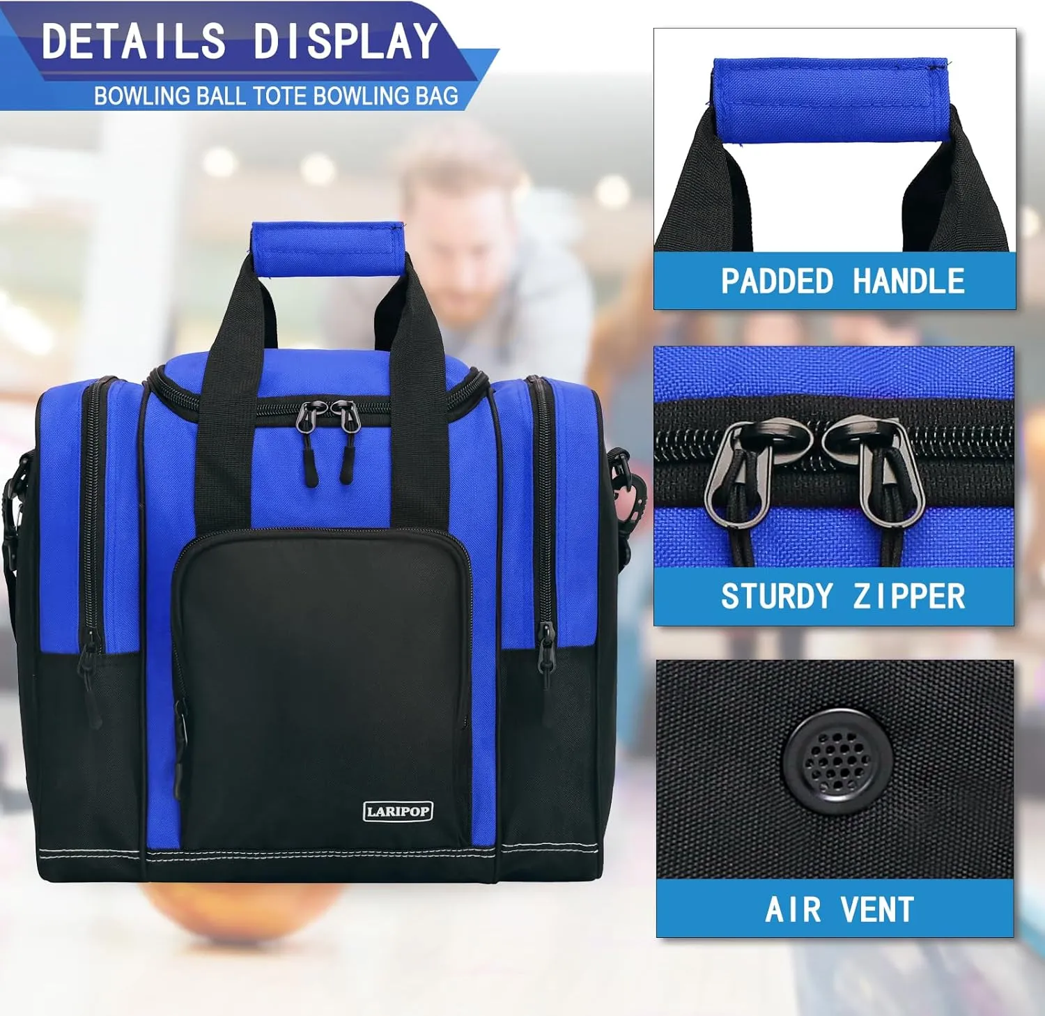 Bowling Ball Bag for Single Ball, 2022 Bowling Ball Tote Bowling bag with Padded Holder - Fits Shoes up to Mens Size 14 and Bowling Accessories
