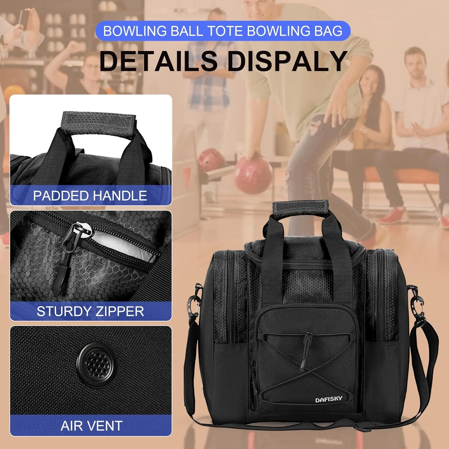 Bowling Ball Bag - Single Ball Tote with Padded Holder, Shoe Compartment and Strap