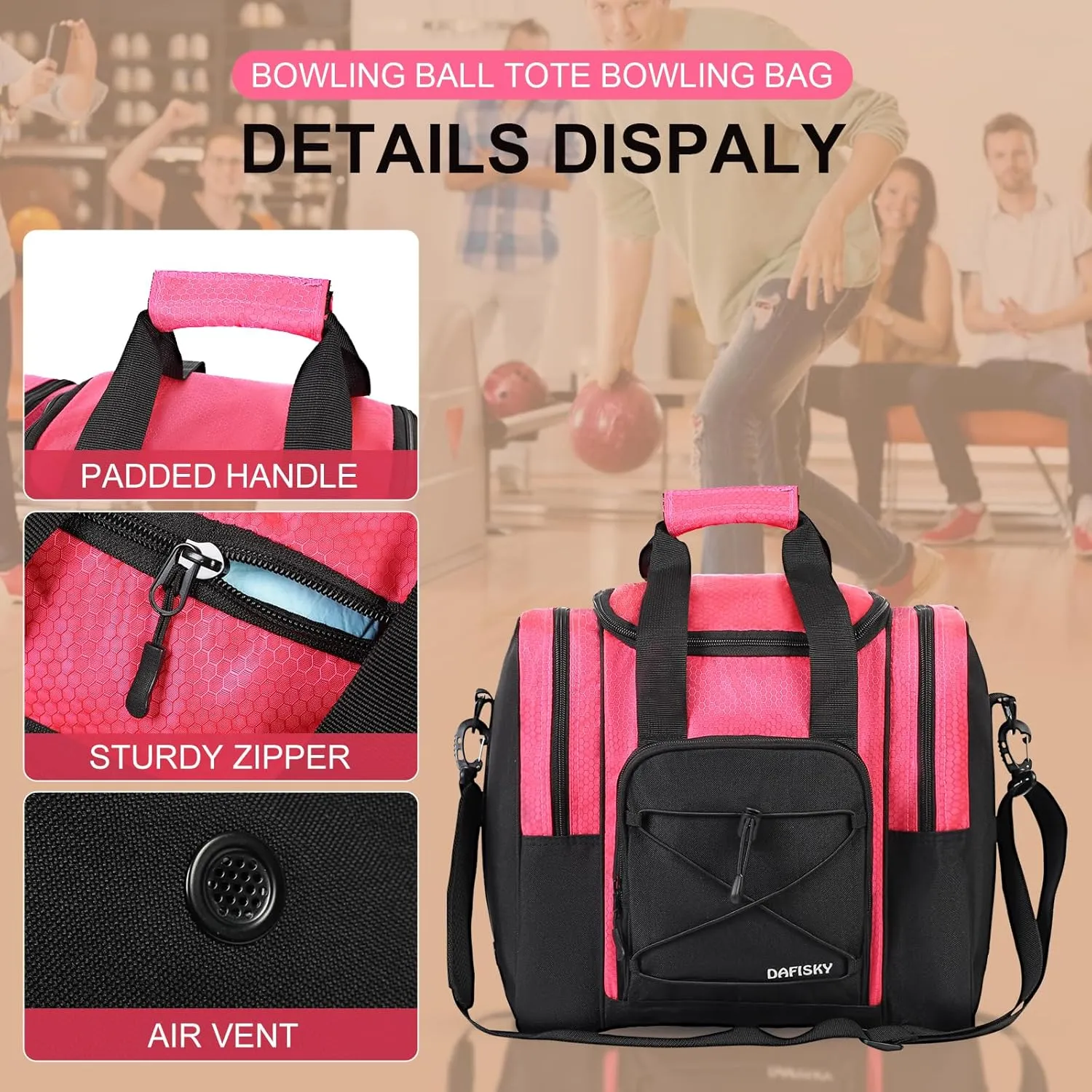 Bowling Ball Bag - Single Ball Tote with Padded Holder, Shoe Compartment and Strap