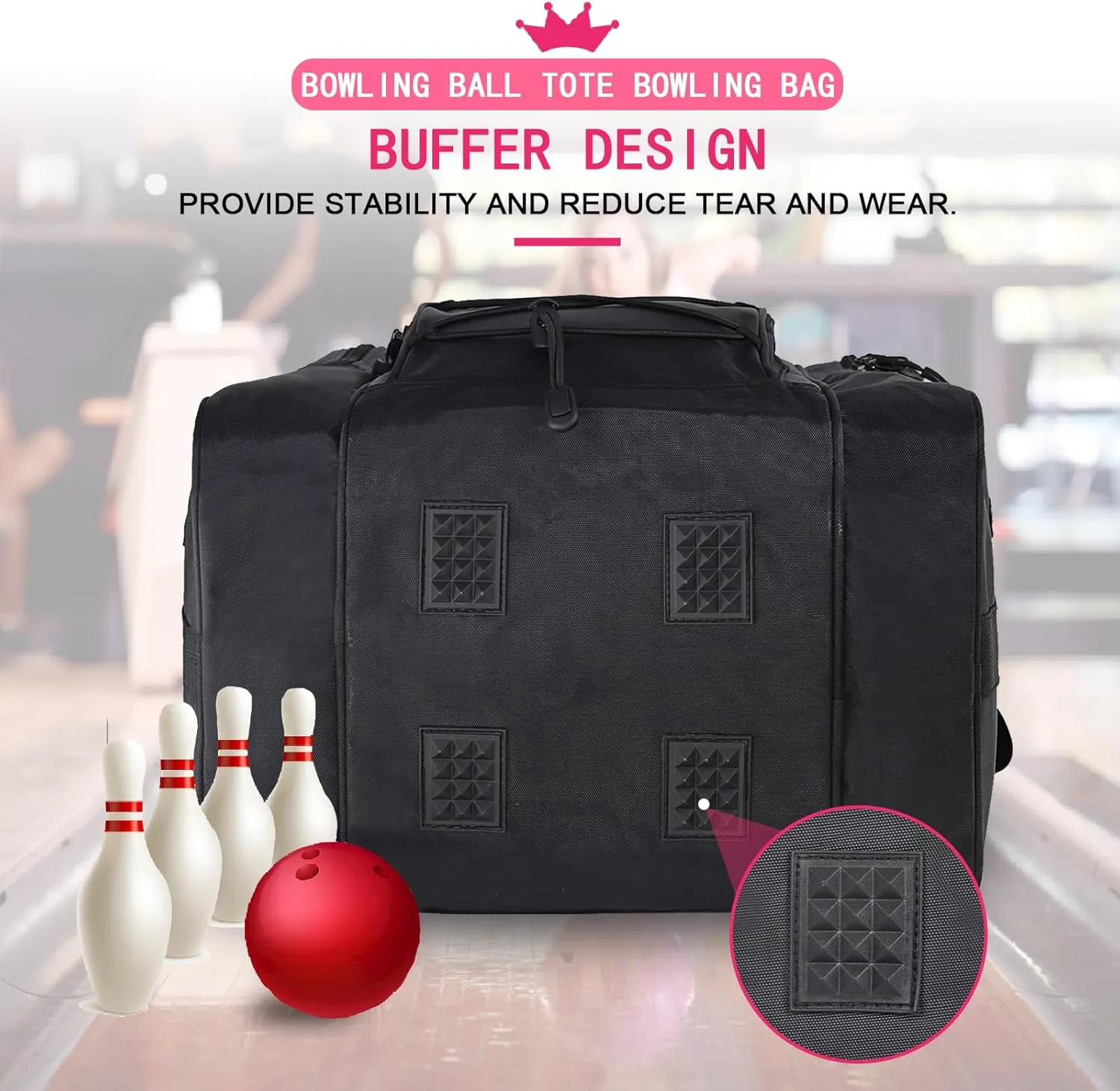 Bowling Ball Bag - Single Ball Tote with Padded Holder, Shoe Compartment and Strap