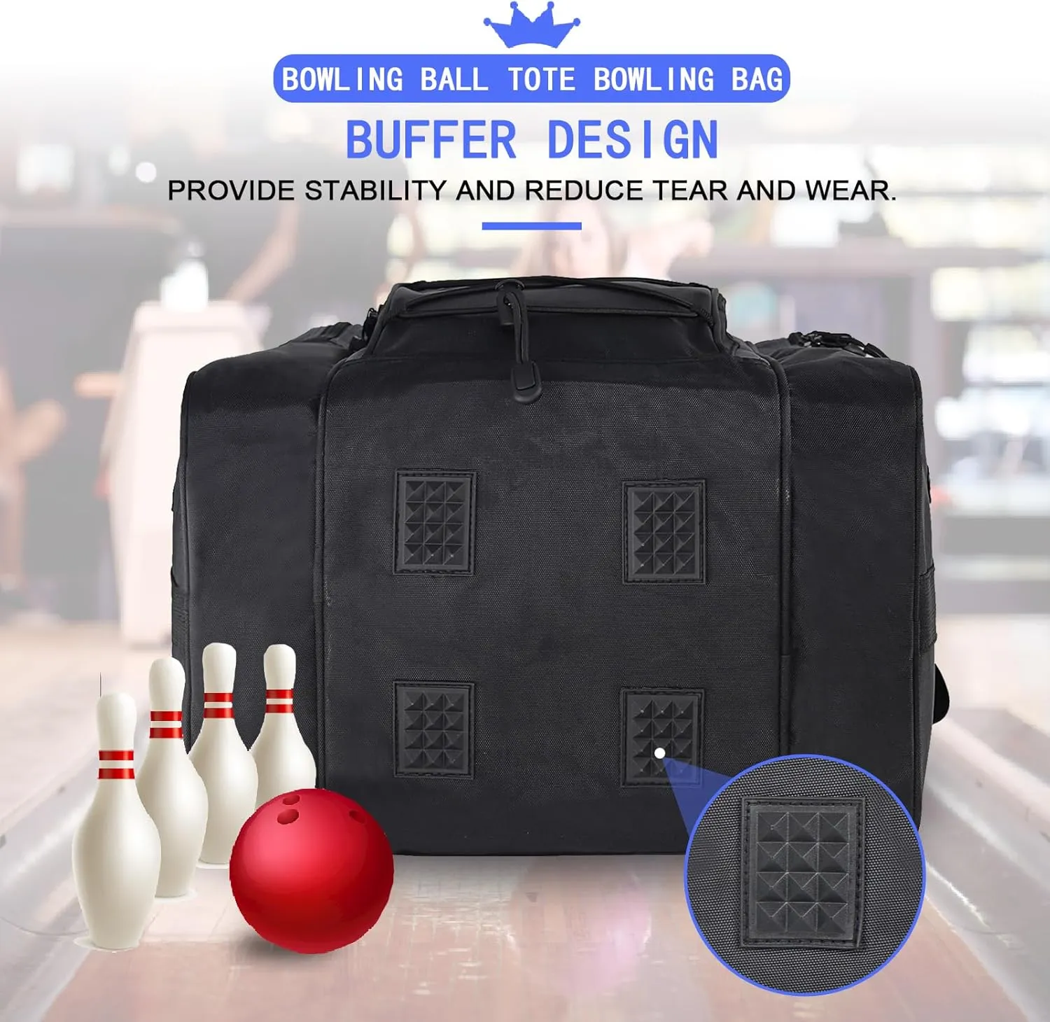 Bowling Ball Bag - Single Ball Tote with Padded Holder, Shoe Compartment and Strap