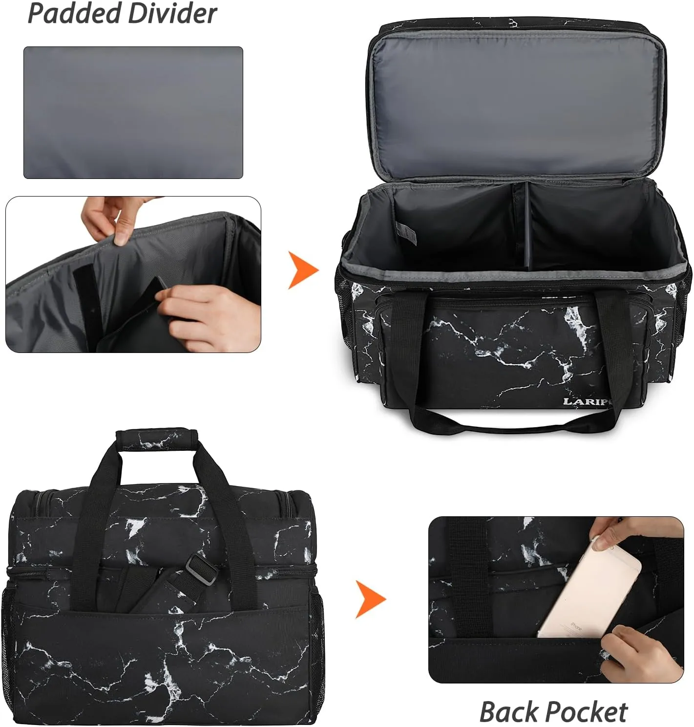 Bowling Ball Bag with Double Ball Holder - Fits Bowling Shoes Up to Mens Size 16