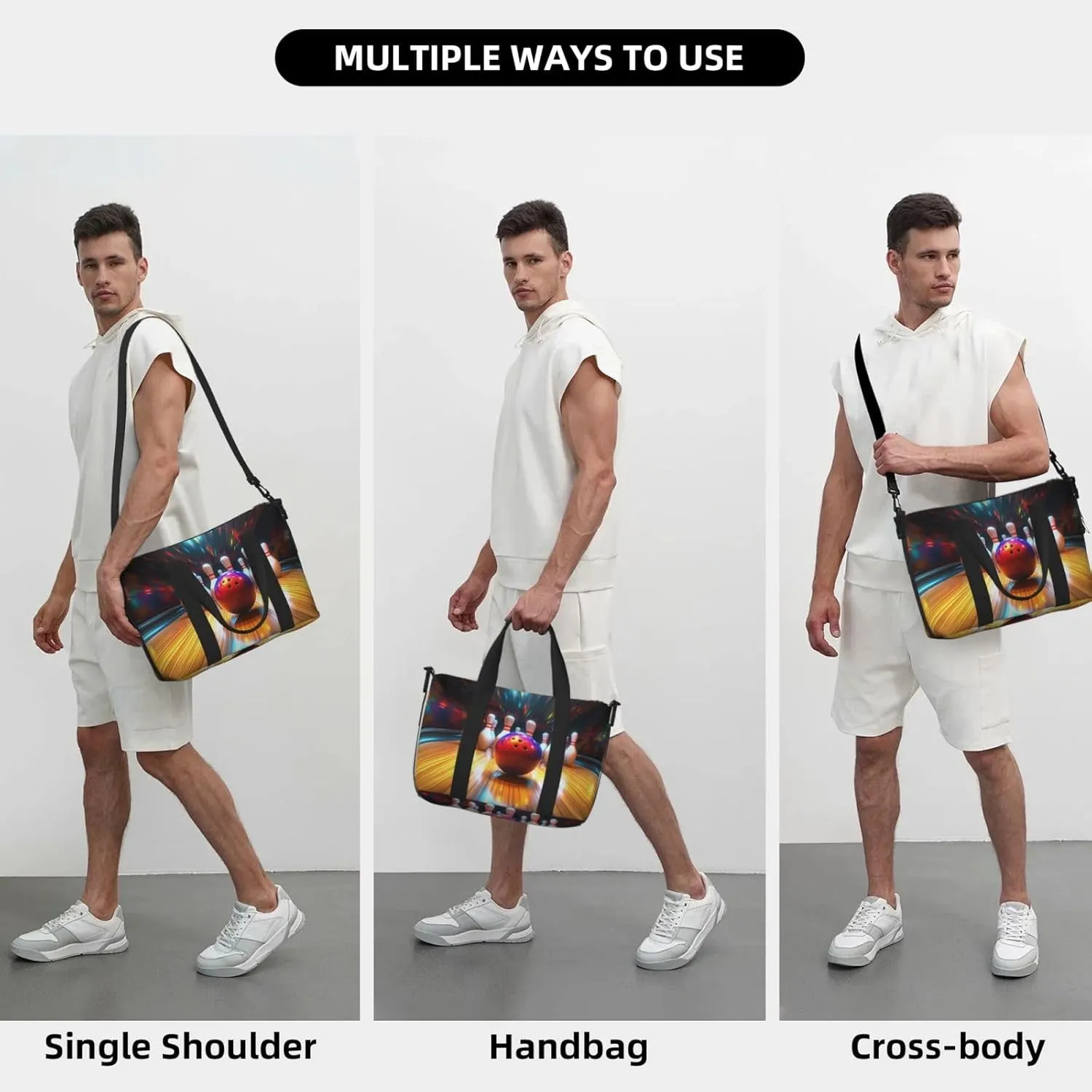 bowling ball print Travel Duffel Bag, Sports Tote Gym Bag, Swim Pool Bag Large Shoulder Tote Bag for Beach Weekender