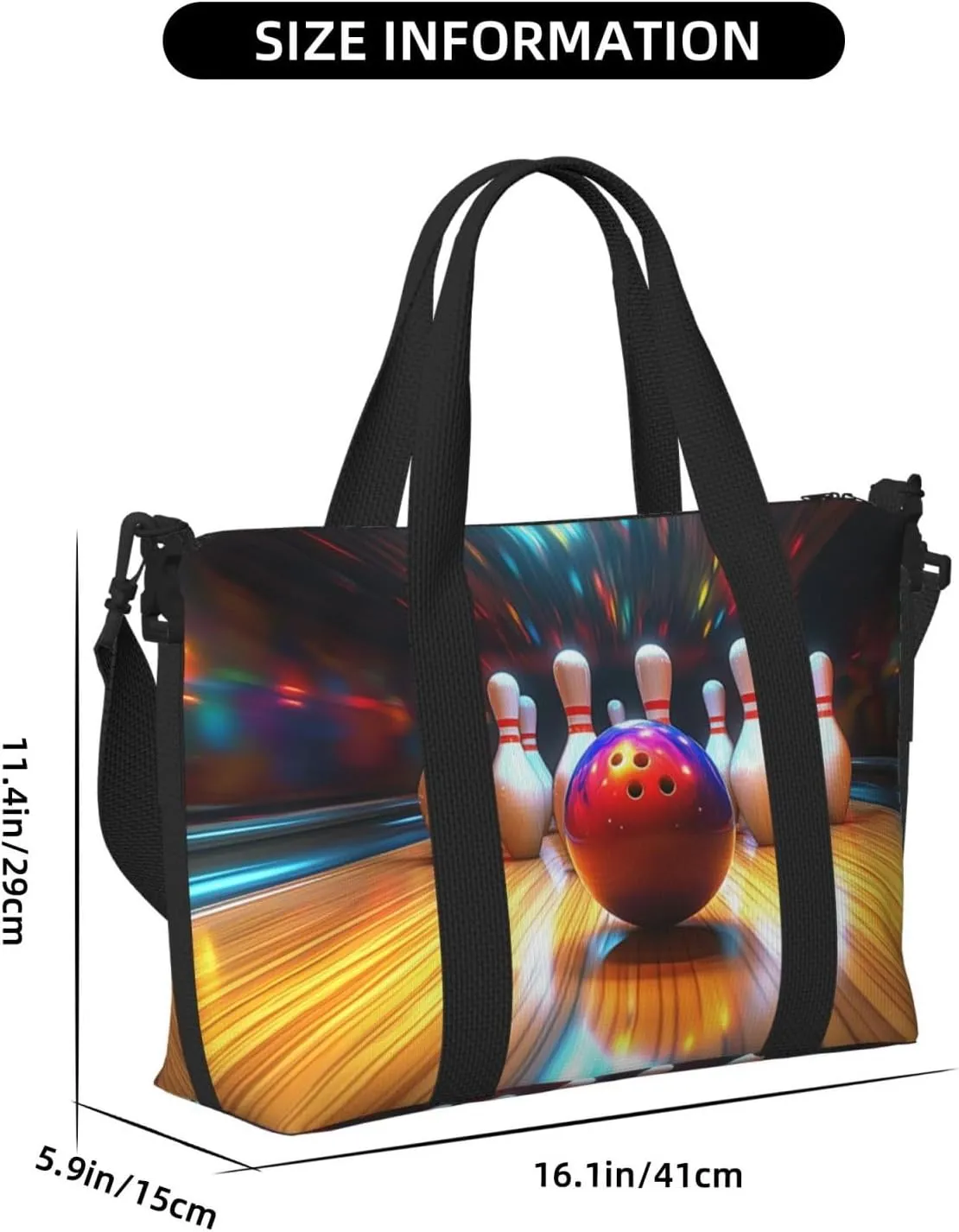 bowling ball print Travel Duffel Bag, Sports Tote Gym Bag, Swim Pool Bag Large Shoulder Tote Bag for Beach Weekender