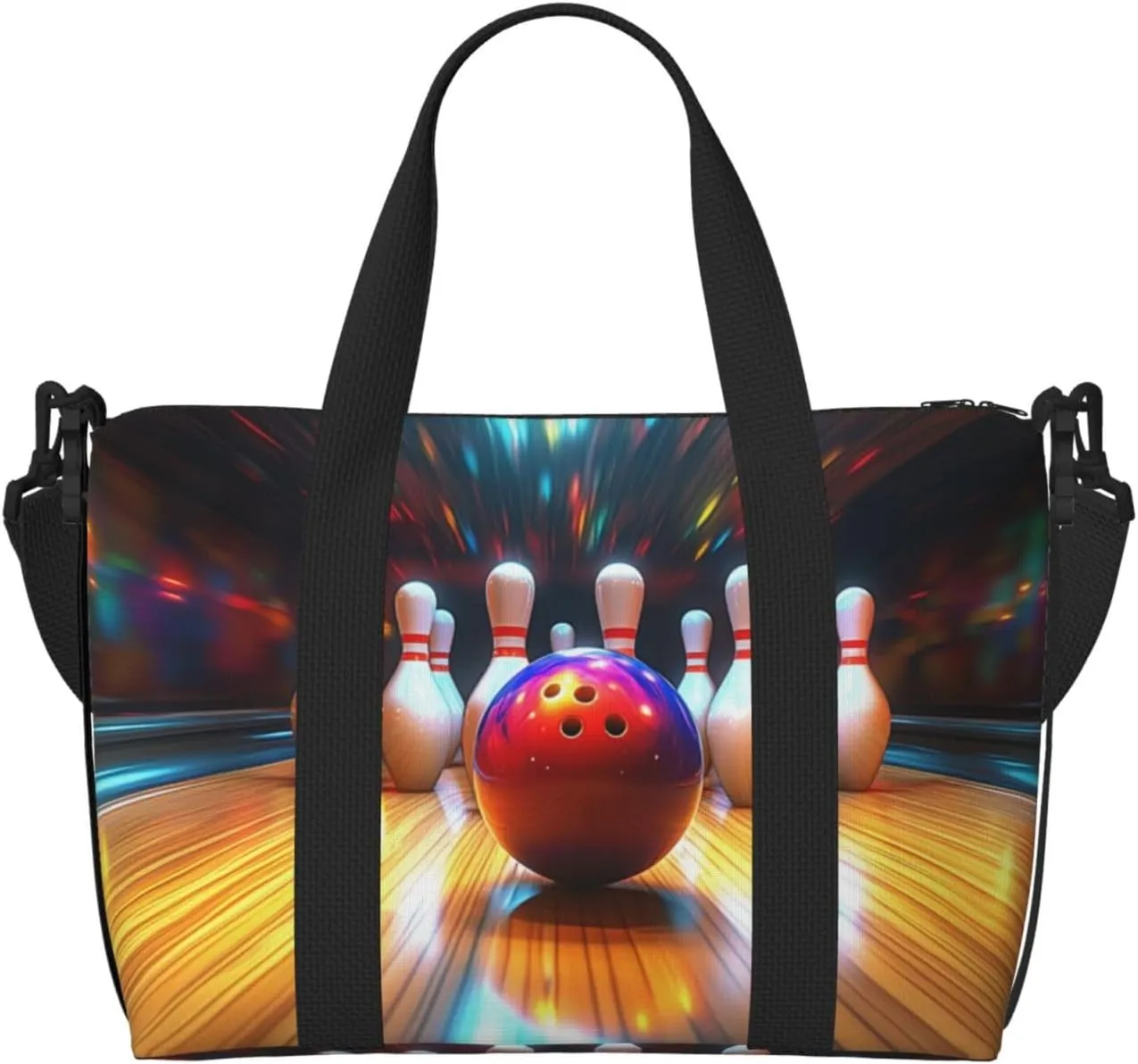 bowling ball print Travel Duffel Bag, Sports Tote Gym Bag, Swim Pool Bag Large Shoulder Tote Bag for Beach Weekender