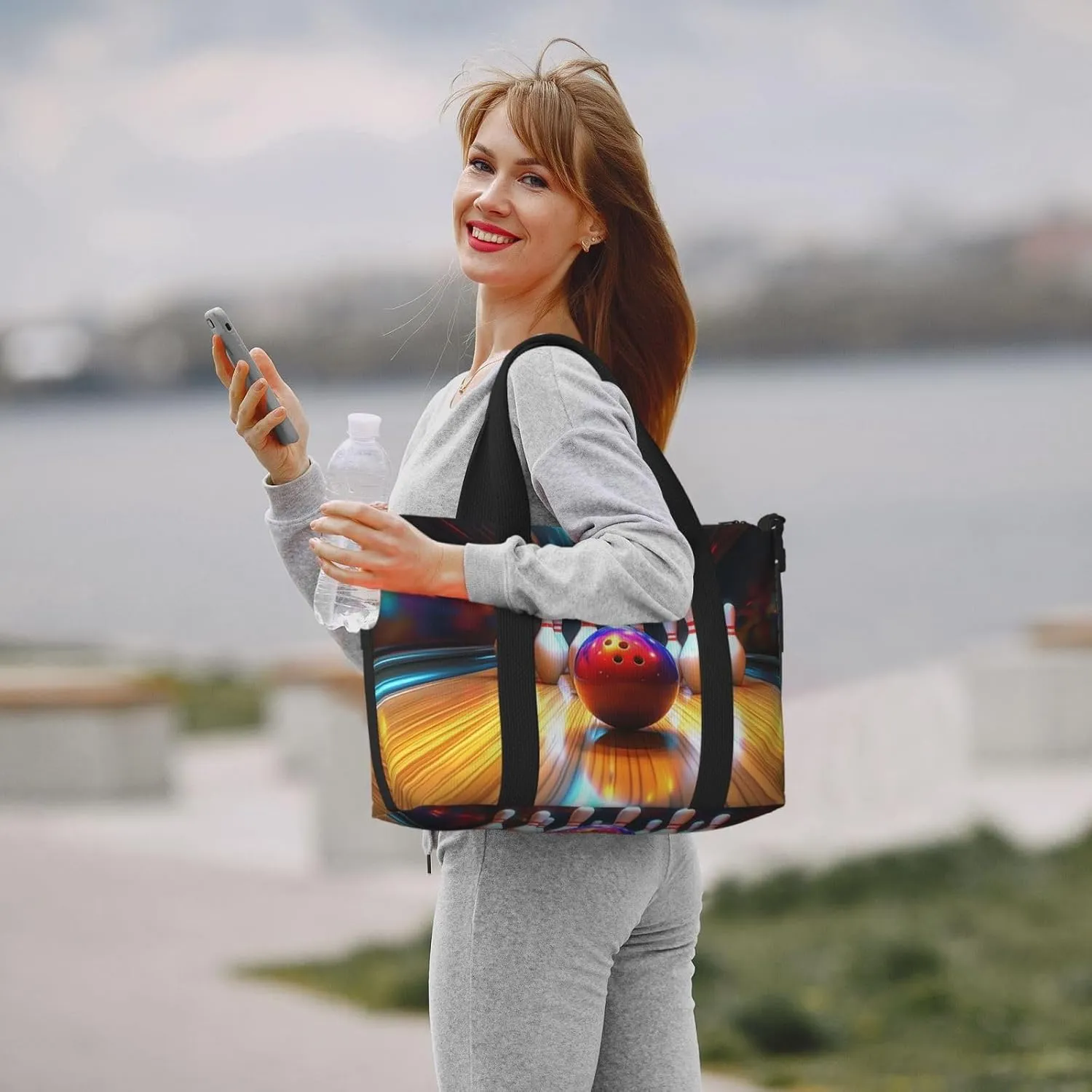 bowling ball print Travel Duffel Bag, Sports Tote Gym Bag, Swim Pool Bag Large Shoulder Tote Bag for Beach Weekender