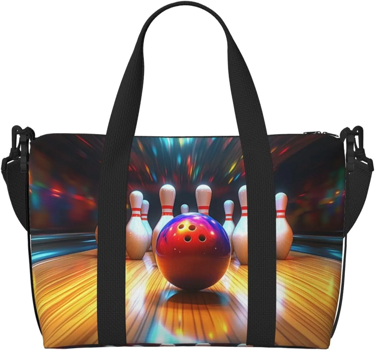 bowling ball print Travel Duffel Bag, Sports Tote Gym Bag, Swim Pool Bag Large Shoulder Tote Bag for Beach Weekender
